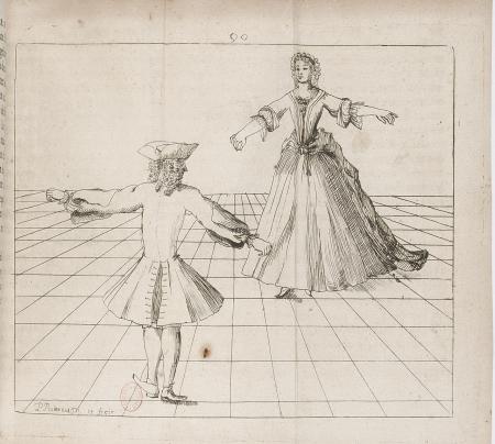 Esquisse d'un homme et d'une femme dansant le menuet