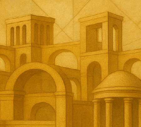 esquisse dessinée d'une ville antique