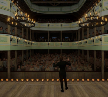 Théâtre modélisé vu depuis la scène.