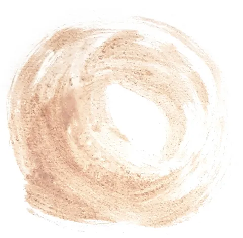 Rond marron sur fond blanc, tracé au pinceau